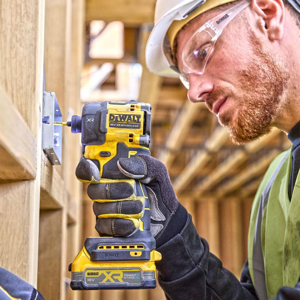 DeWalt 18V XR Brushless Hydraulic Impact Driver DCF870E2T-GB, 2x 1.7Ah Powerstack Batteries, Charger, and TSTAK Storage Case