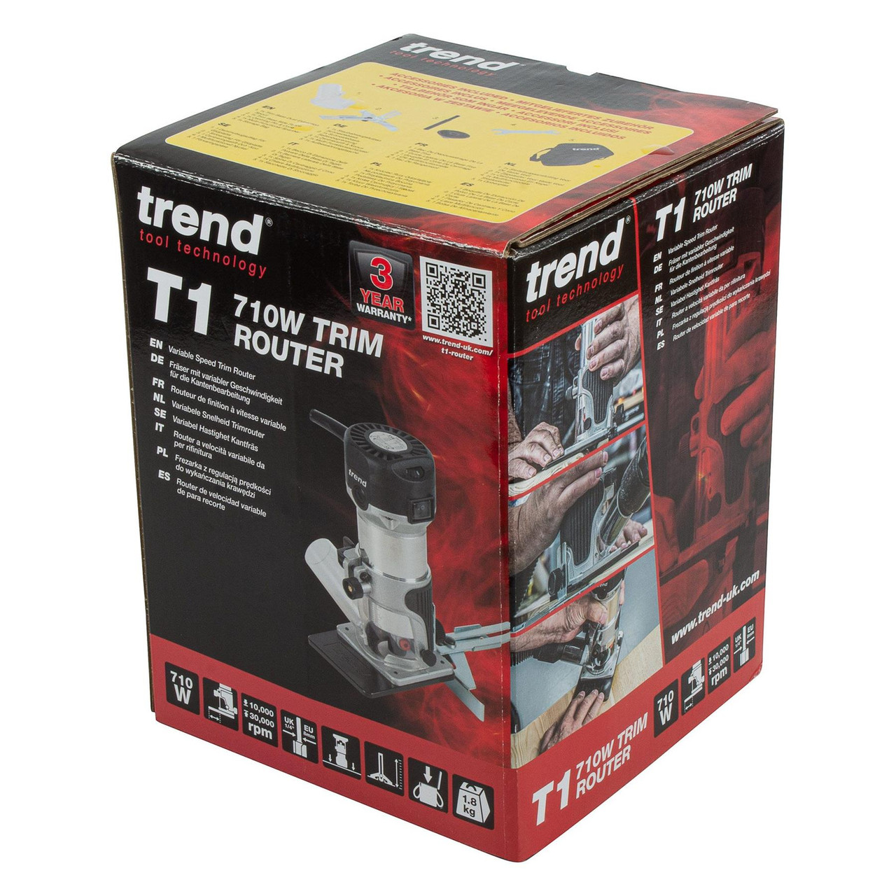 Trend T1ETS - 710W ¼” Trim Router 240V in Storage Bag