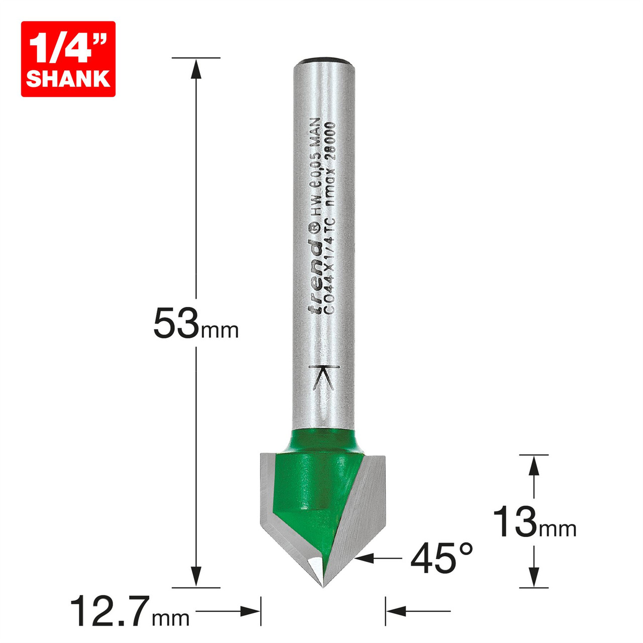 Trend Chamfer V groove cutter angle=45 degrees