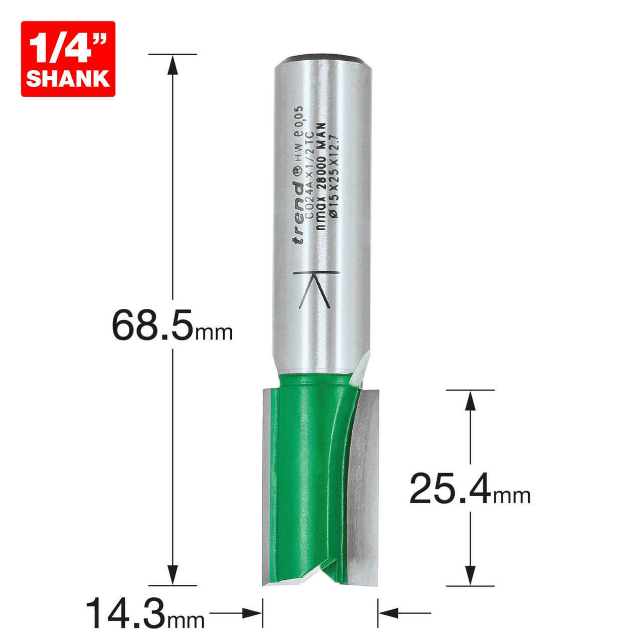 Trend Two Flute Cutter 14.3mm diameter C024X1/4TC
