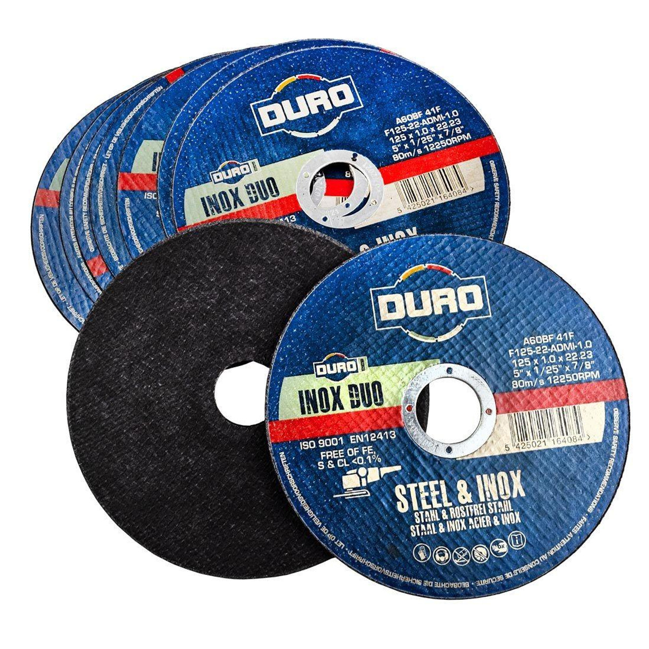 DURO 125mm / 5" x 1mm Steel & Inox Thin Cutting Slitting Disc x 10 In Tin