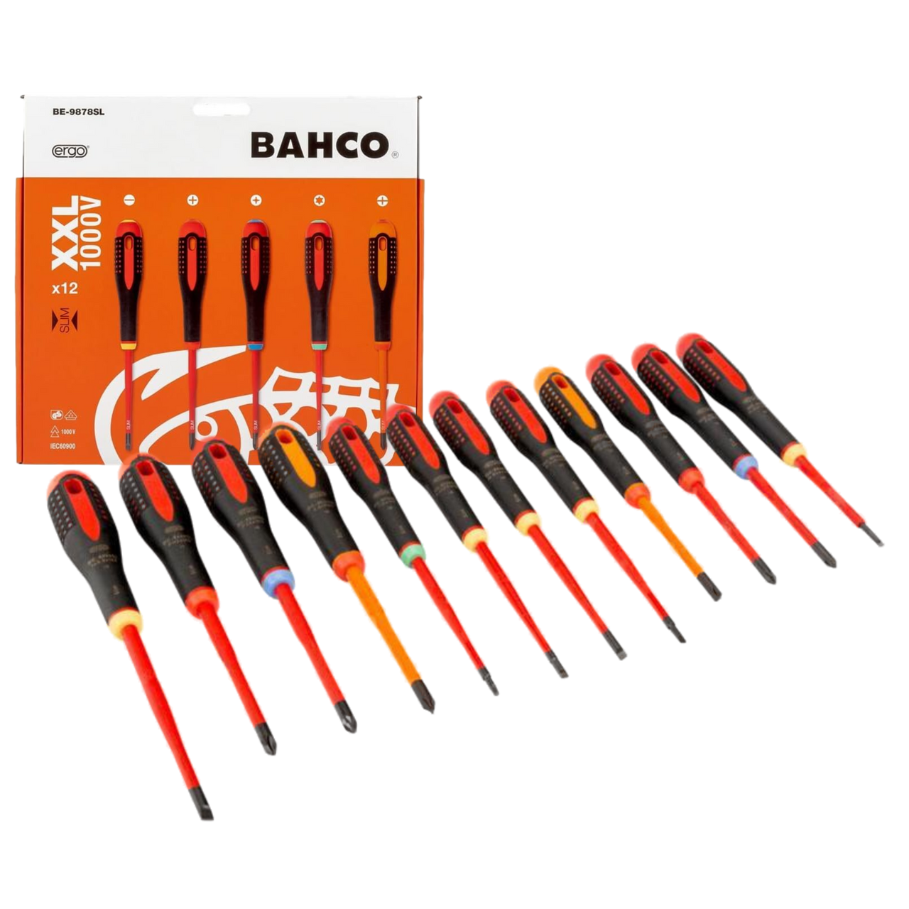 Bahco XXL Ergo 12 Piece VDE Insulated Slim Screwdriver Set BE9878SL