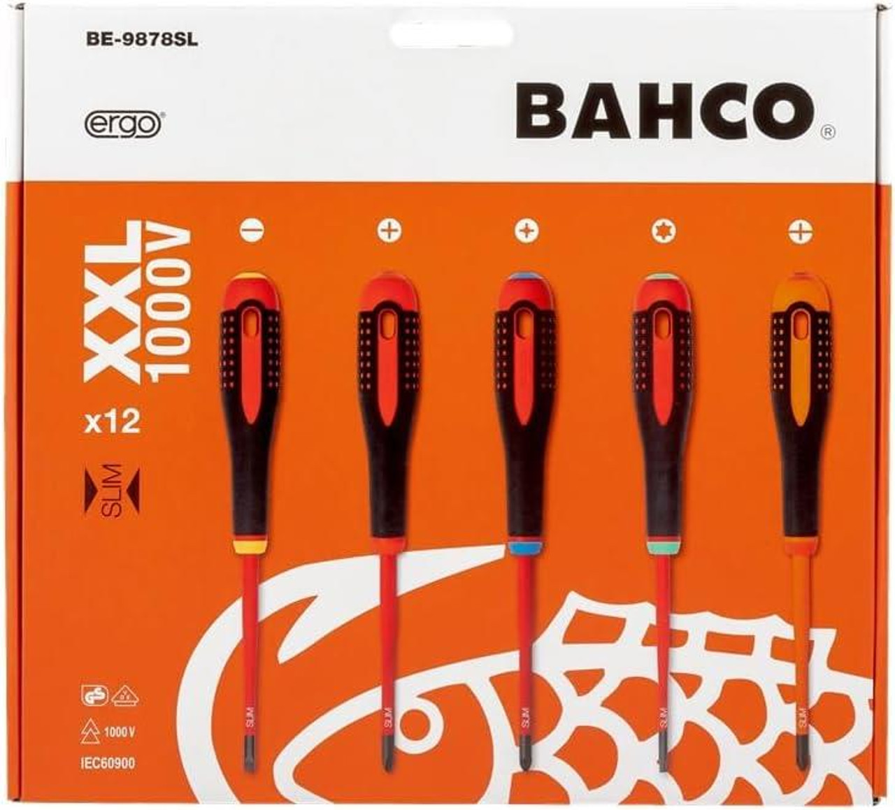 Bahco XXL Ergo 12 Piece VDE Insulated Slim Screwdriver Set BE9878SL