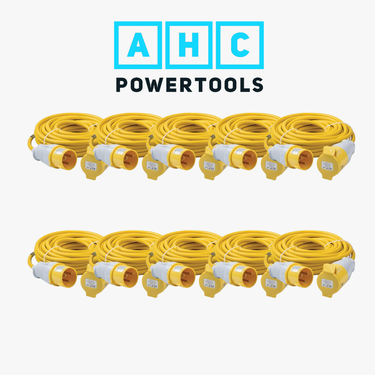 Elite 10 Pack 14 metre X 2.5mm Moulded Plug Extension Lead 10 Pack - 110V 16amp