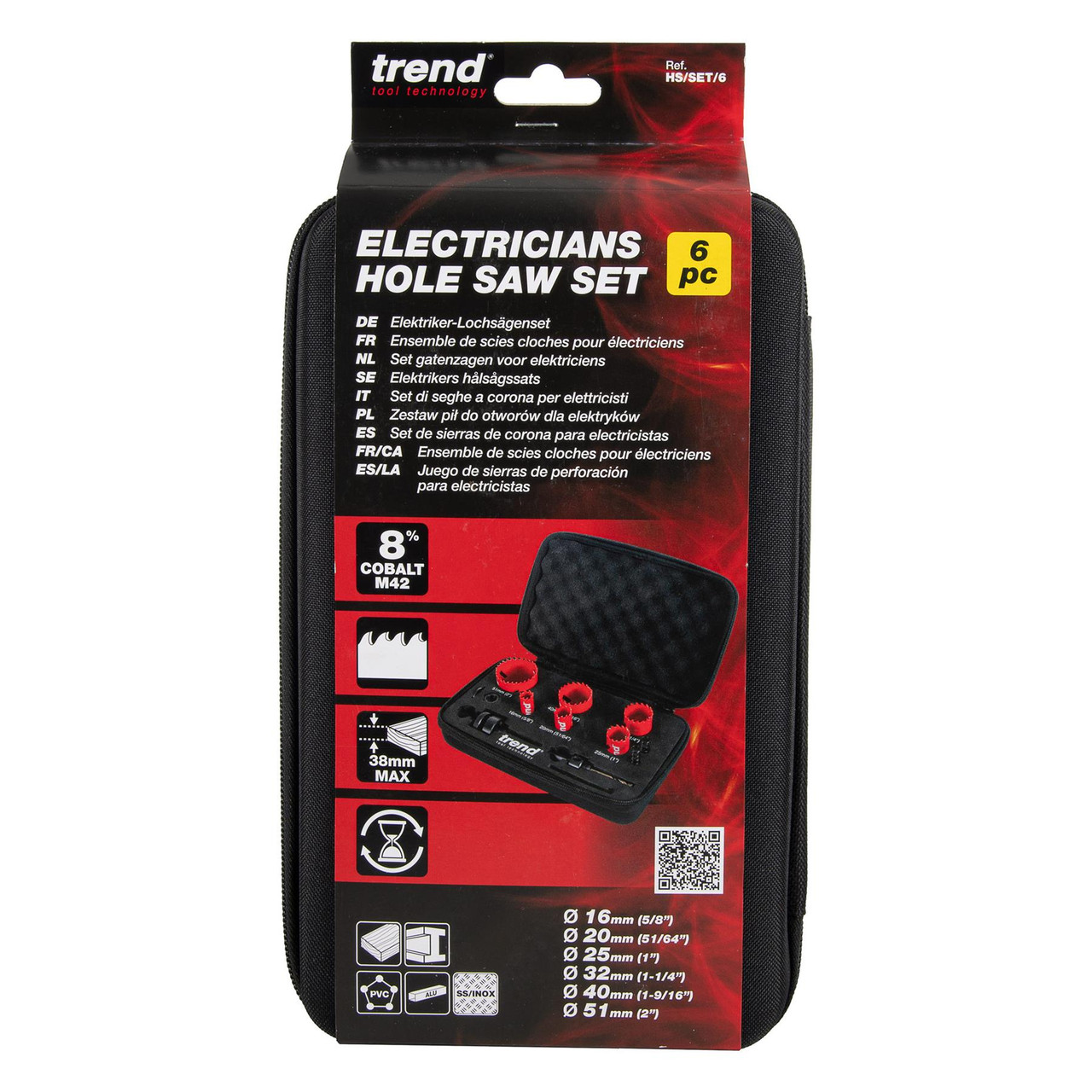 Trend 6-Piece Electrician Hole Saw Set in Storage Case HS/SET/6