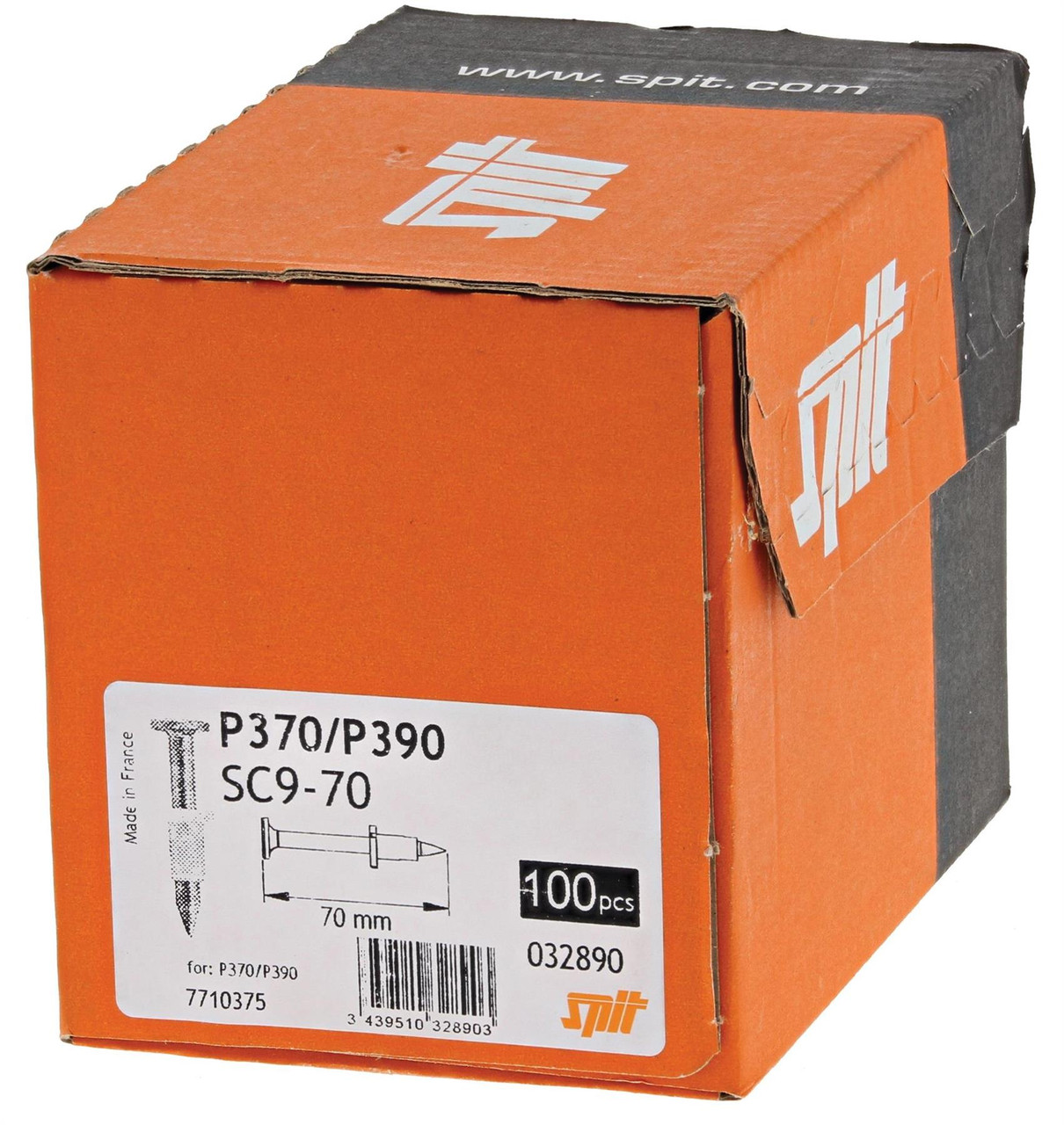 Spit PAT Drive Pins SC9 70 single for P370 powder actuated tool/steel/hard concrete (100/box)