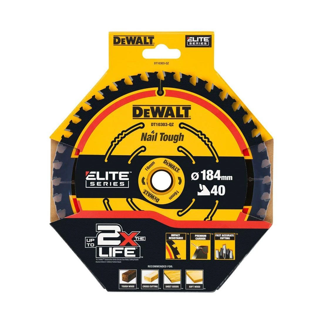 DeWalt DT10303-QZ ELITE Circular Saw Blade  184mm x 16mm 40T