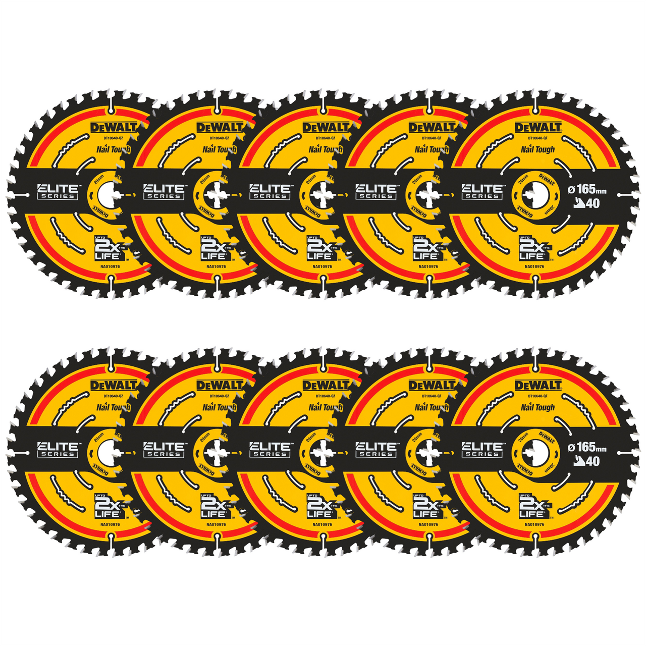DeWalt DT10640 165mm 40T Extreme Framing Circular Saw Blade (10 Pack)