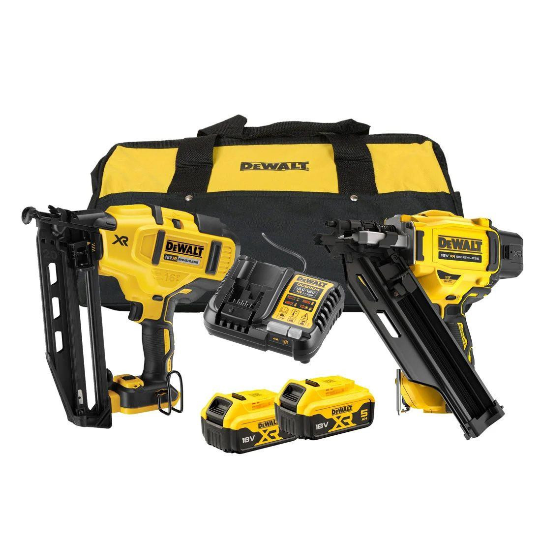 DeWalt DCK246P2-GB 18v Brushless Nailer Twin Pack 2 x 5.0Ah Batteries
