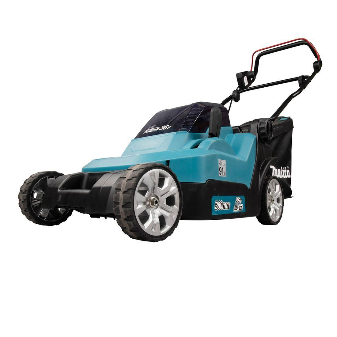 Makita DLM382PT2 Twin 18v LXT 38cm Cordless Lawn Mower 2x 5.0Ah Batteries