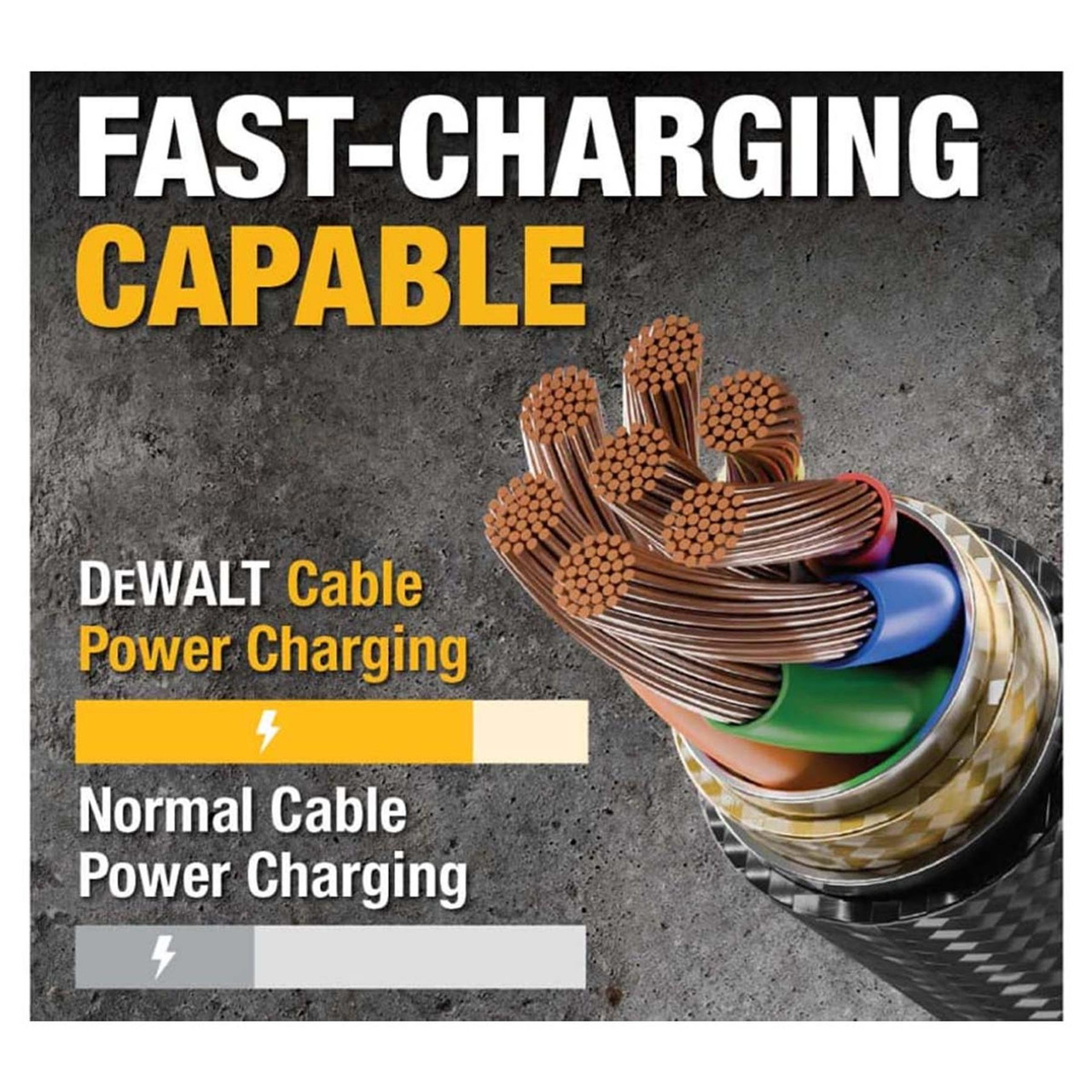 DeWalt DWT1311325 USB A to Lightning® Reinforced Charging Cable 1.8m (6ft)