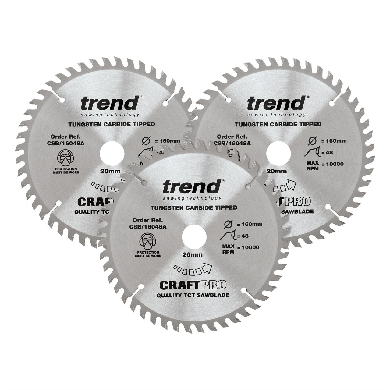 Trend CSB/160/3PK Wood Circular Saw Blade 160mm x 20mm x 48T Triple Pack 3 Pcs