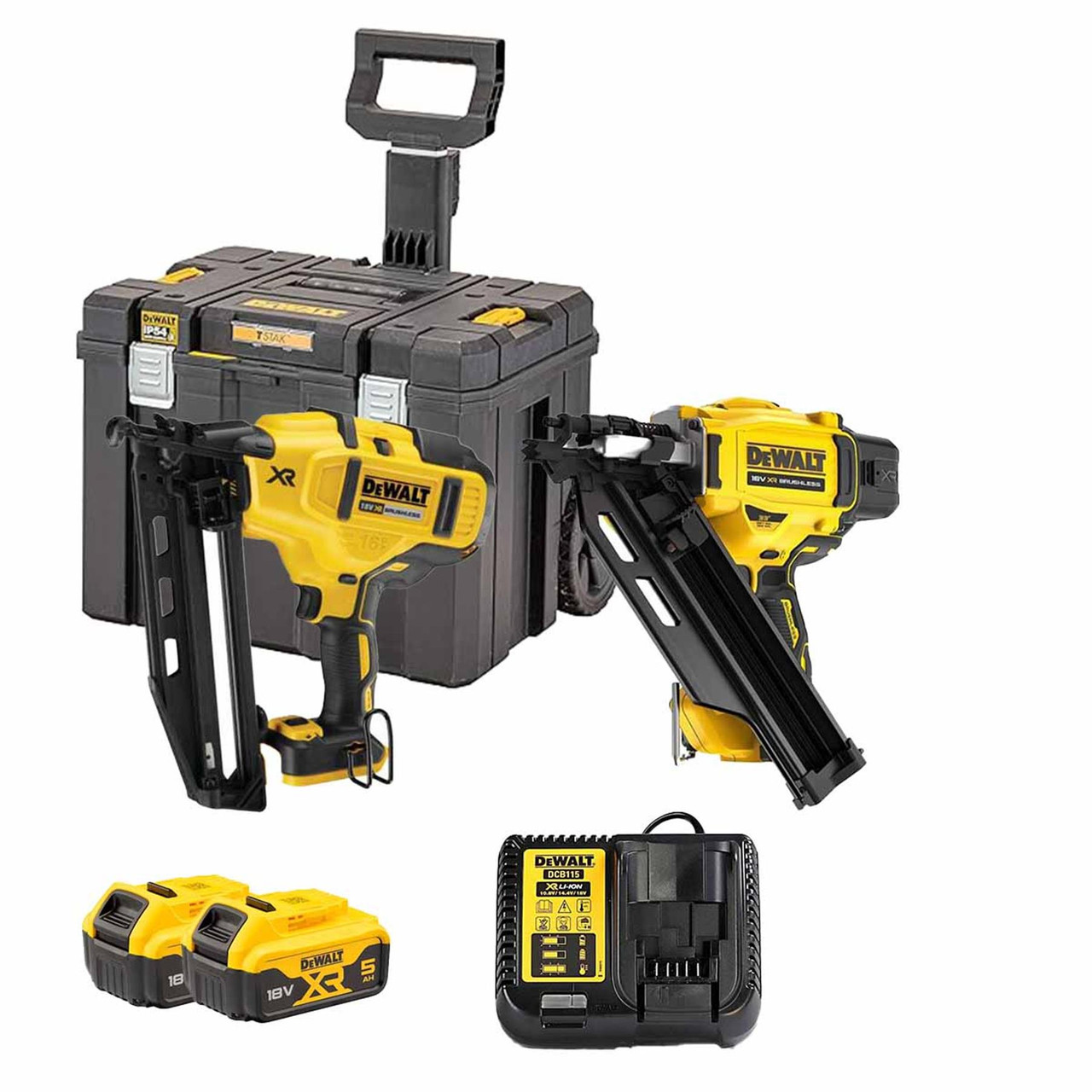 DEWALT DCK246P2T-GB 18v XR Brushless Nailer Twin Kit (DCN930/DCN660) 2 x 5.0Ah in TSTAK Mobile Storage