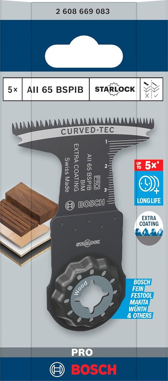 Bosch PRO AII 65 BSPIB Multitool Blade, 65x40 mm, Pack of 5 2608669083