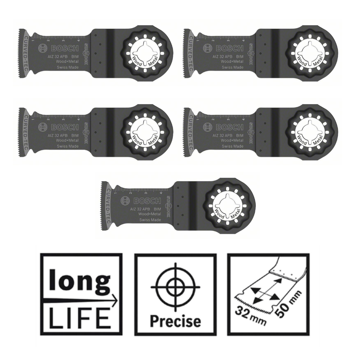 5x Bosch Starlock AIZ 32 APB BIM Wood+Metal C-Tec