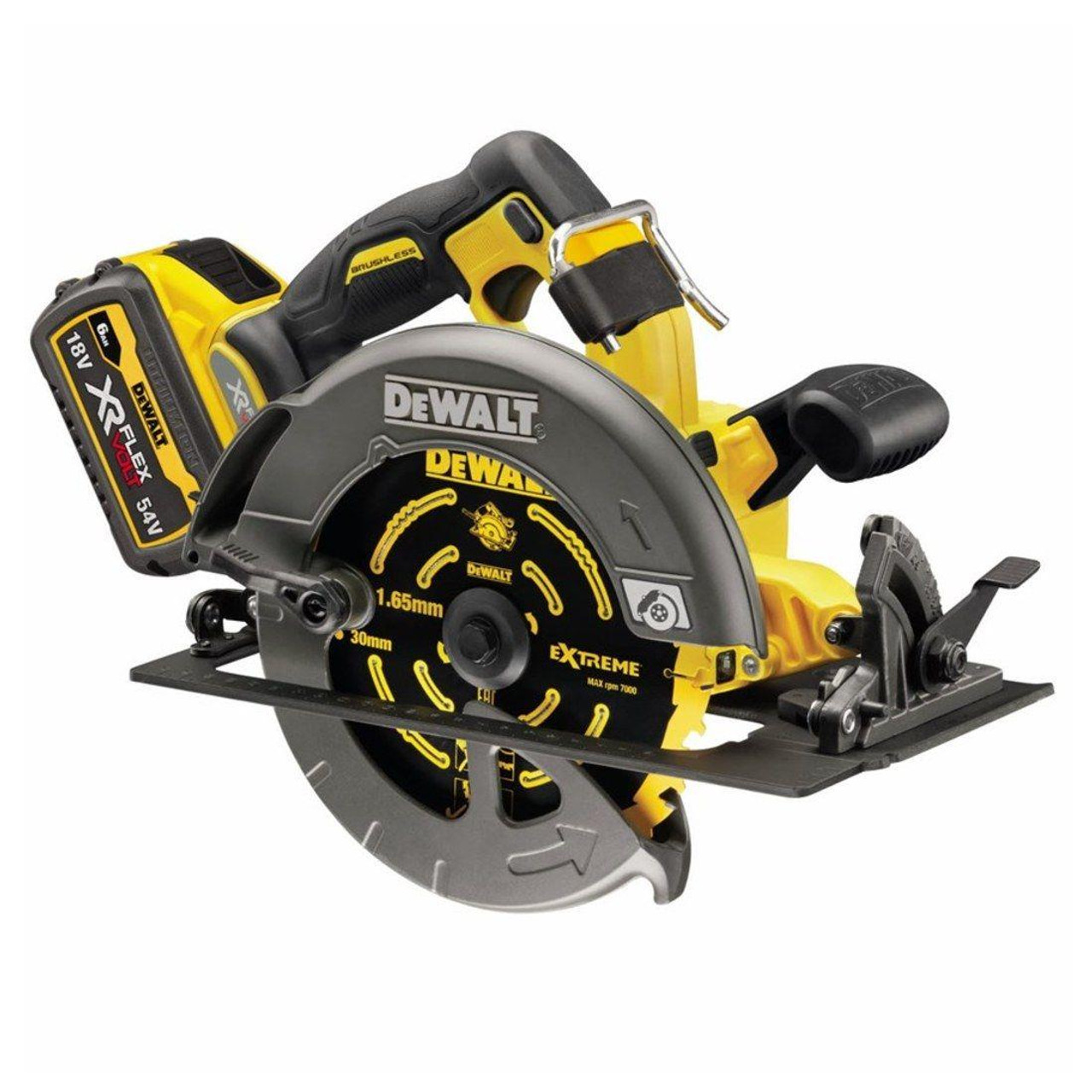 DeWalt DCS578T2-GB 54V XR FLEXVOLT High Power 190mm Circular Saw - 2 x 6.0Ah