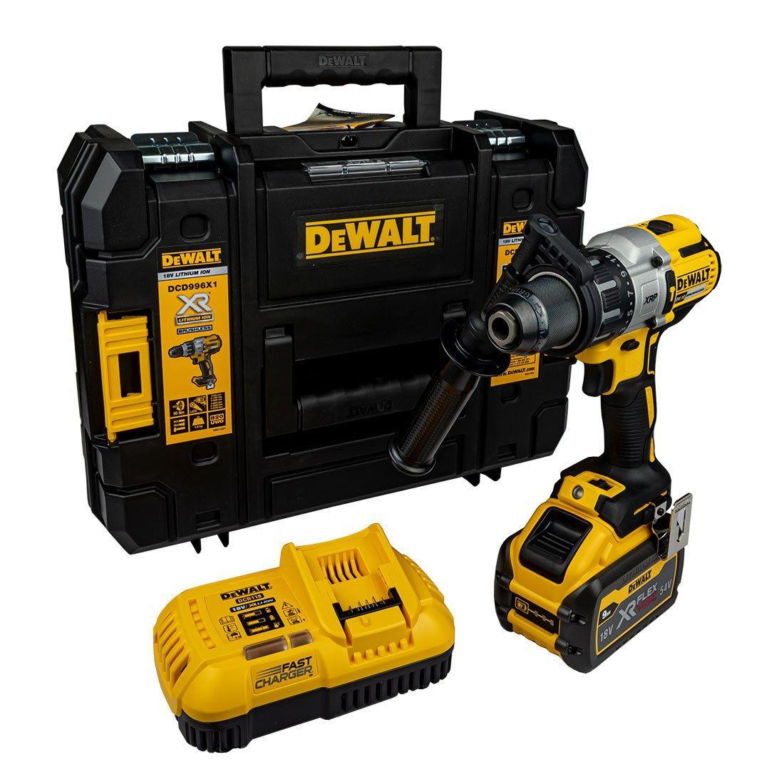 DeWalt DCD996X1-GB 18V XR Brushless Premium Hammer Drill Driver - 1 x 9.0Ah