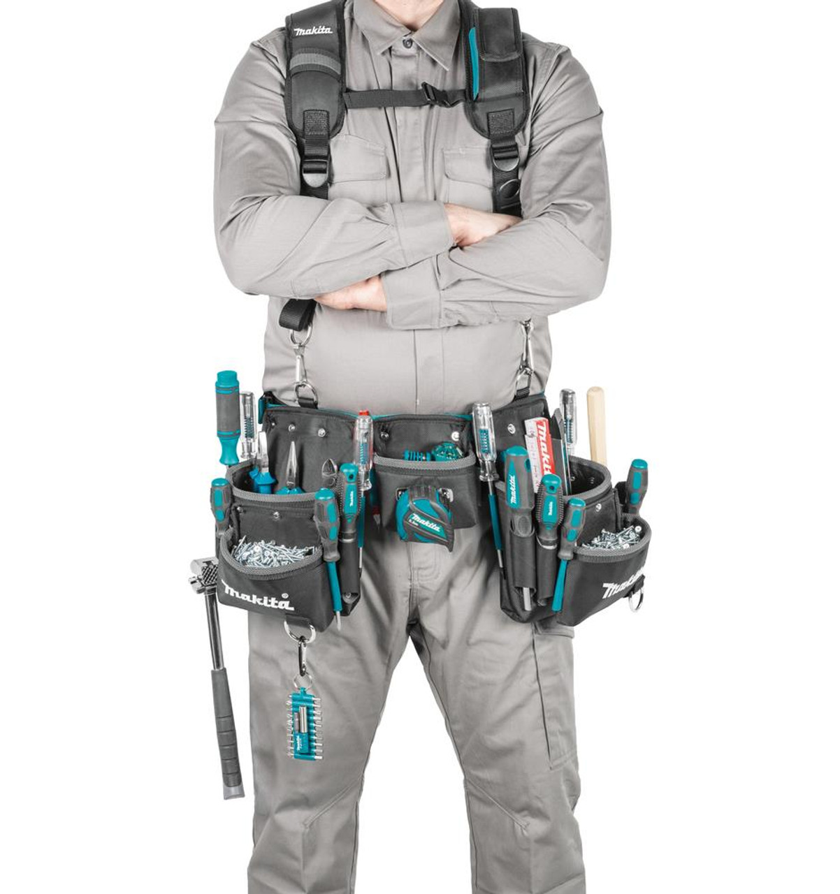 Makita 3 Pouch Super Heavyweight Duty Tool Belt Set + Strap Loop System E-15229