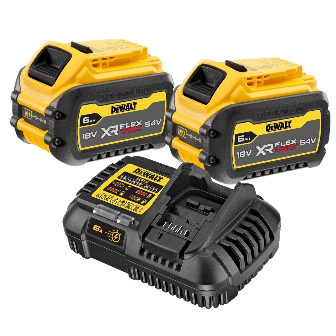 Dewalt 2 x DCB546 54V XR Flexvolt 6.0Ah Batteries + DCB116 XR Fast Charger