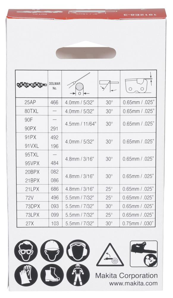 Makita 15cm Chain for DUC150 Pruning Chainsaw - 1912E8-3