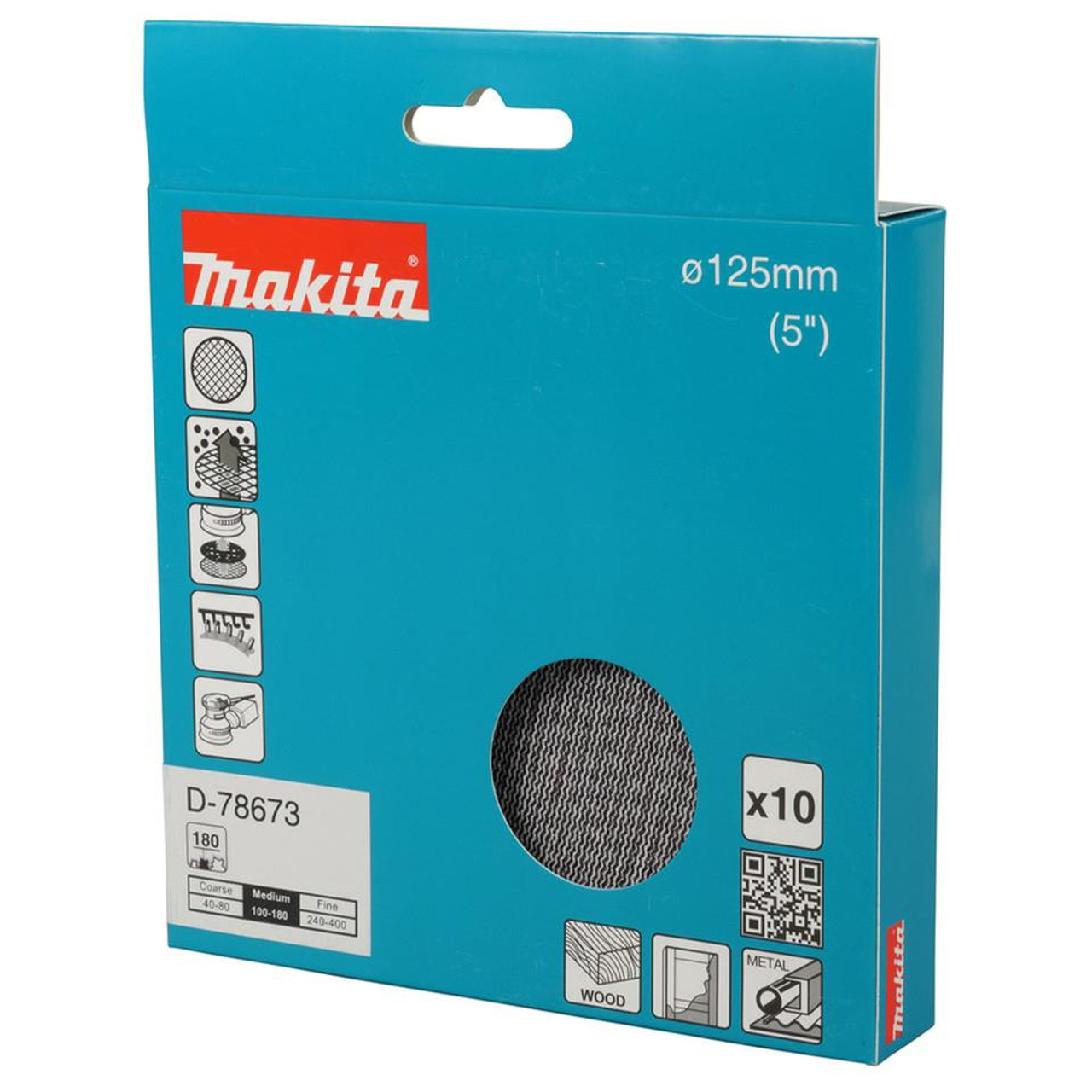 Makita D-78673 Net Sanding Disc 125mm – A180 Grit (10 Pack)