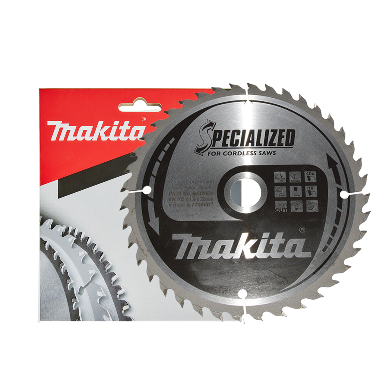 Makita B-32954 Specialized Wood Saw Blade 165mm x 20mm 40T 
