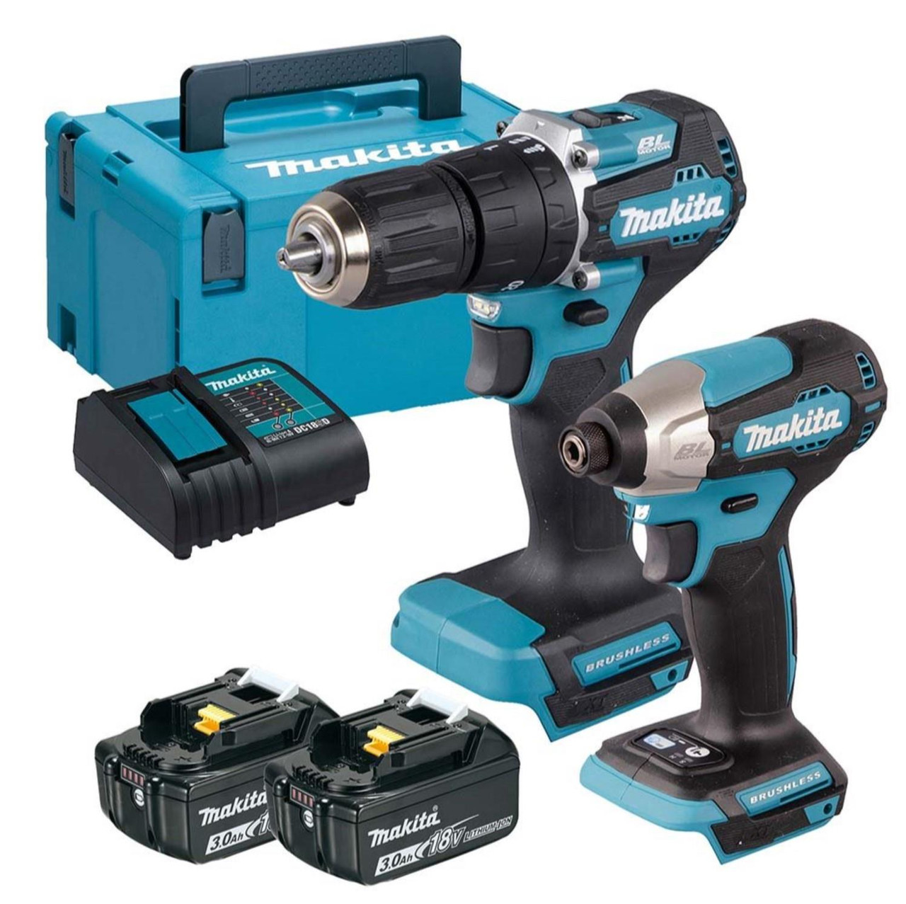 Makita DLX2414SJ 18V LXT Brushless 2-Piece Kit - 2x 3.0Ah Batteries