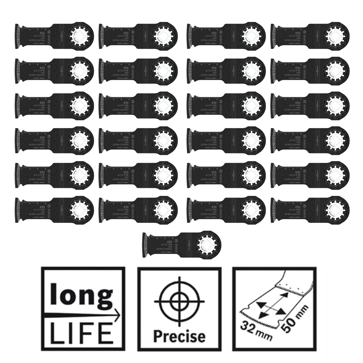 Bosch PRO Starlock AIZ 32 APIB BIM Multi Material Plunge Cut Multitool Saw Blade 32mm x 50mm x25 Pcs 2608669069