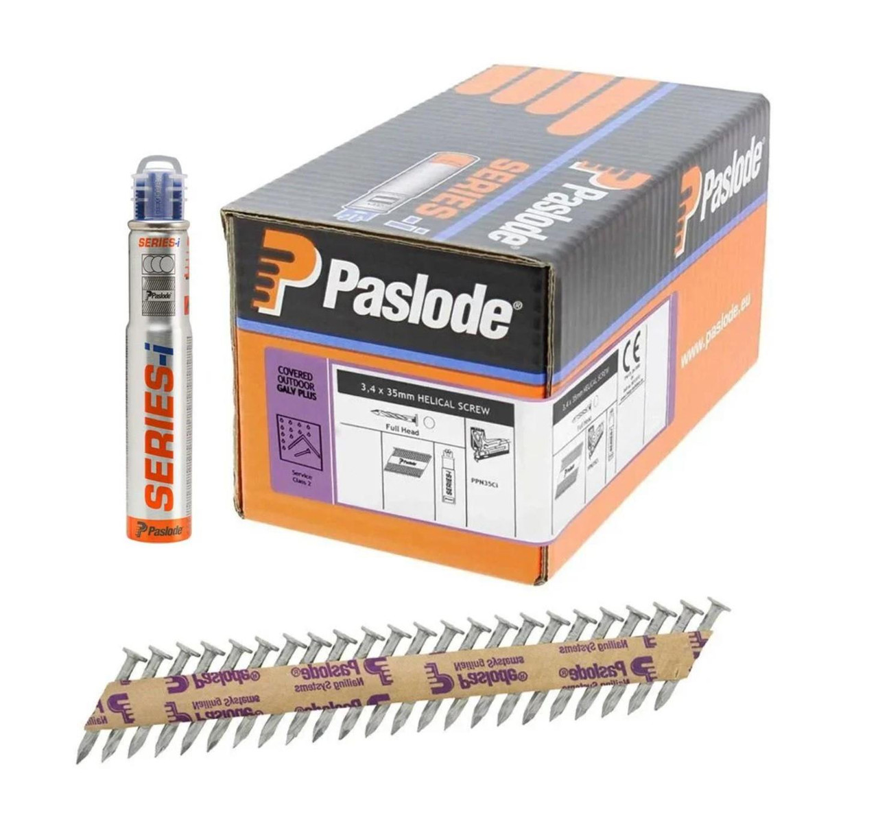 Paslode 141189 3.4mm x 35mm Twisted Electro-Galv Nails – 1250 Pack + 1 Fuel Cell (PPNXi / PPN35Ci Compatible)