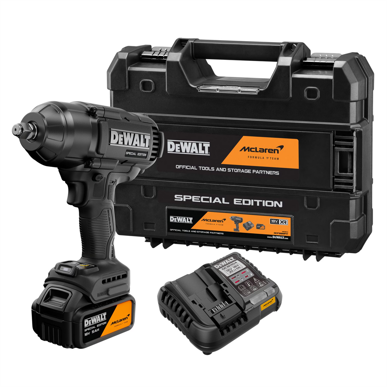 Dewalt X McLaren F1 DCF99MP1T 18V XR Brushless 1/2" Hog Ring Impact Wrench – 2 x 5.0Ah Kit with Charger & TSTAK