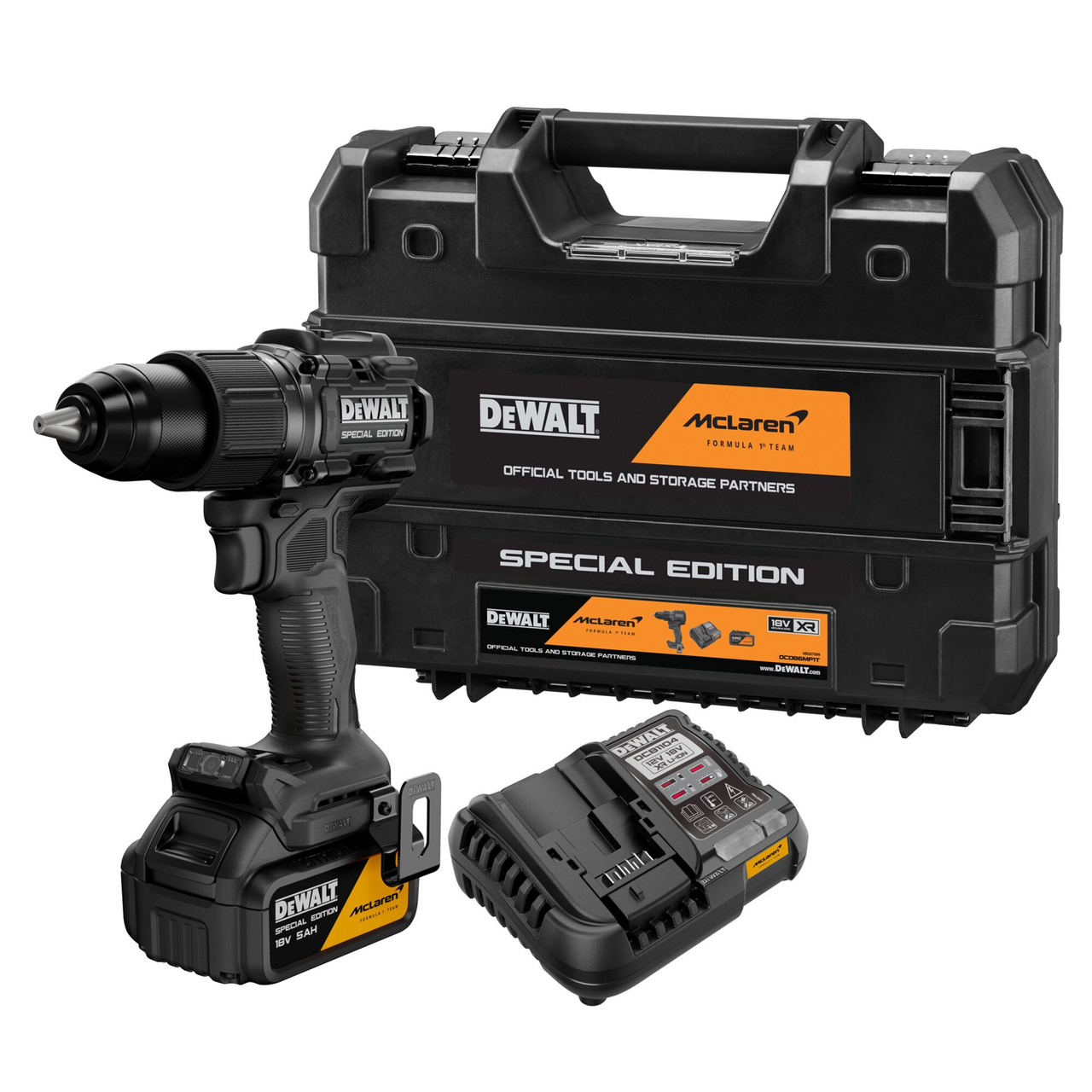 Dewalt X McLaren F1 DCD86MP1T 18V XR Brushless Combi Drill – 1 x 5.0Ah Kit with Charger & TSTAK