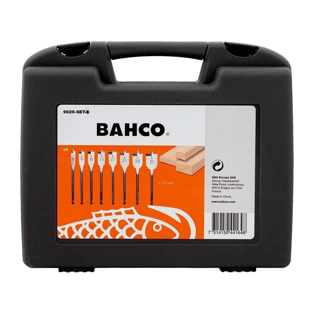 Bahco 9629-SET-8 12-32mm Flat Drill Bit Set For Wood x 8 Pc in Carry Case