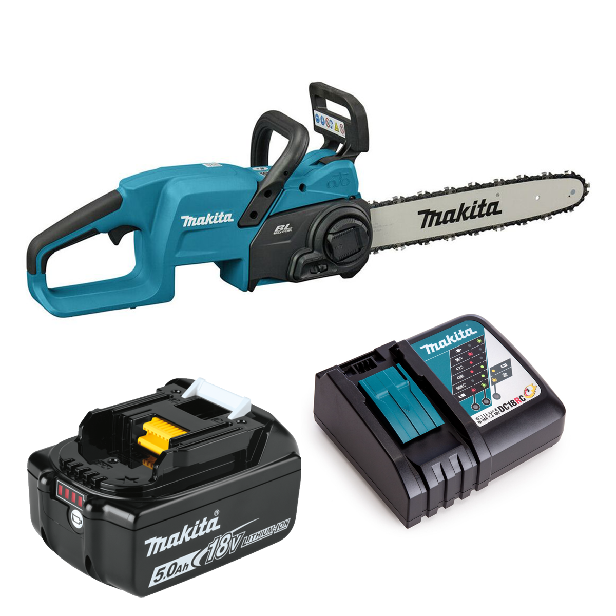 Makita DUC357RT 18V LXT Brushless 350mm Cordless Chainsaw Kit with 5.0Ah Battery & Charger