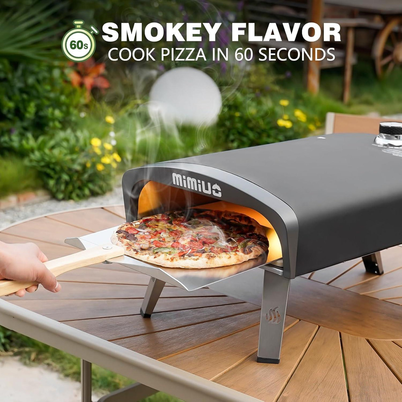 Mimiuo Outdoor Gas Pizza Oven With Pizza Stone, Peel & UK Regulator, G-Oven, Black
