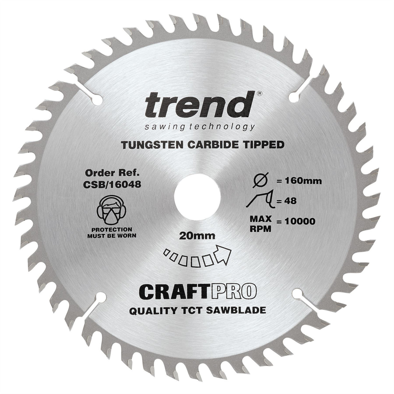 Trend CSB/16048 CraftPro 160mm 48T Circular Saw Blade 20mm Bore for General Purpose and Fine Finish Cutting