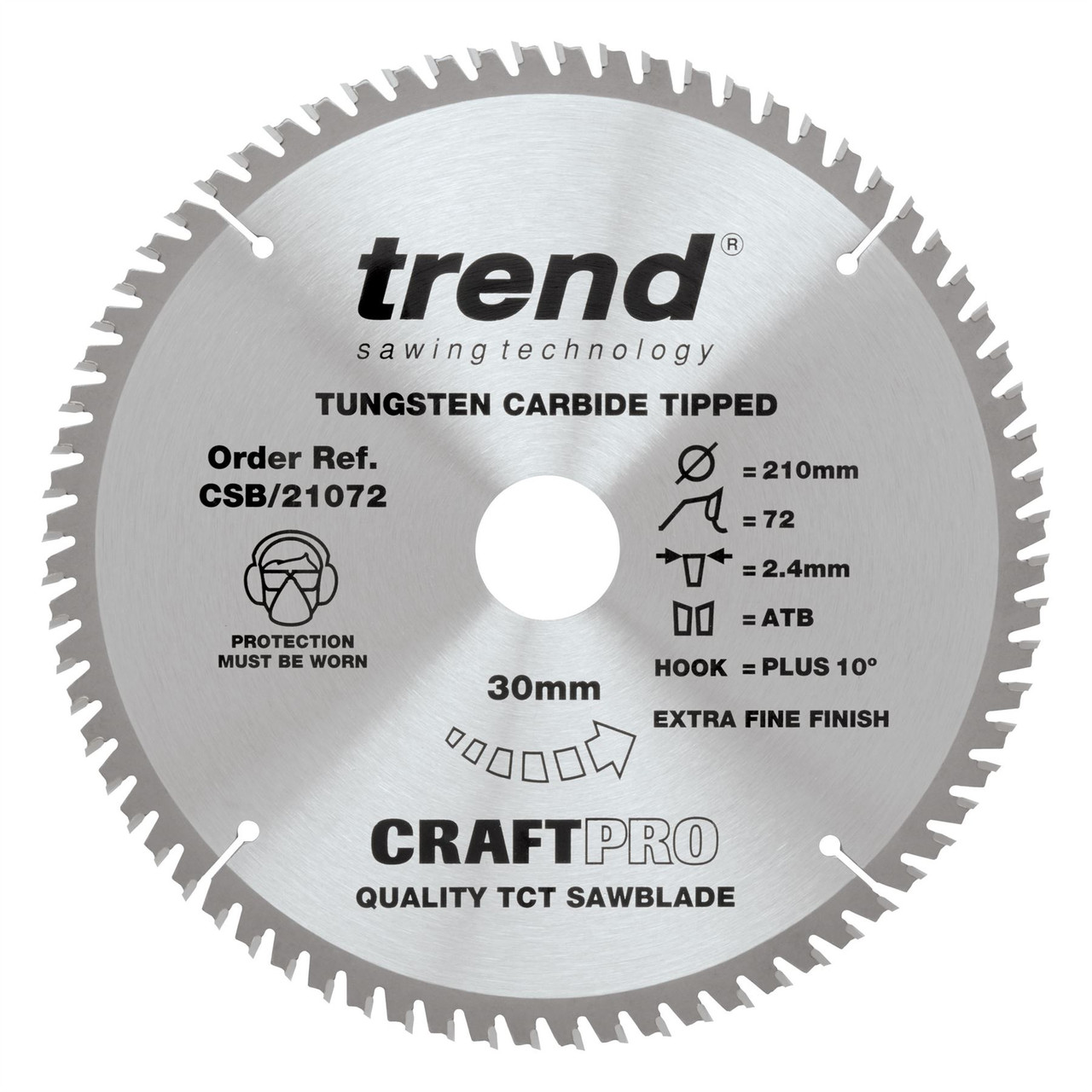 Trend CSB/21072 CraftPro 210mm 72T Circular Saw Blade 3mm Bore for Fine Finish Cutting