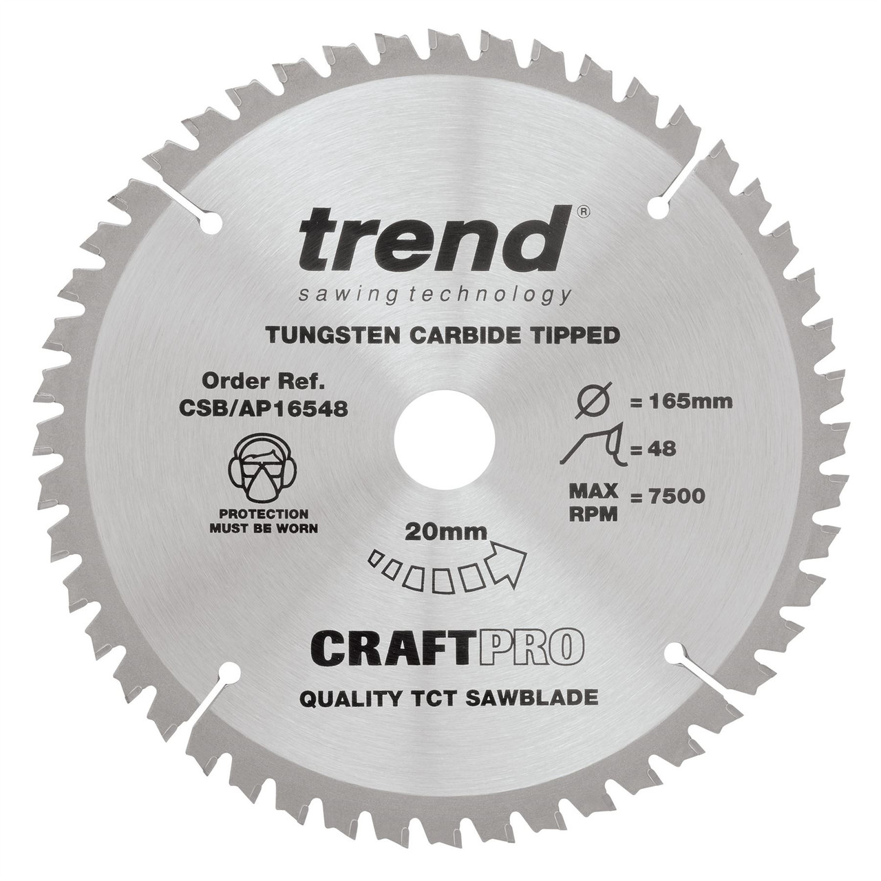 Trend 165mm Craft Saw Blade for Aluminium and Plastic 165 x 48 teeth x 20 CSB/AP16548