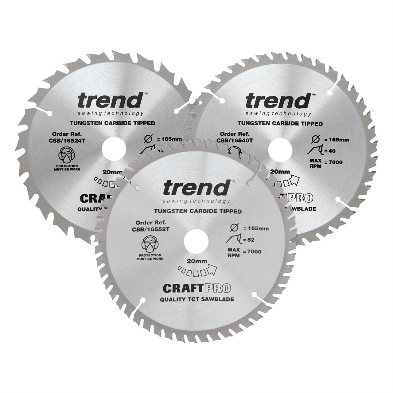 Trend 165mm Craft Saw Blades for all Finishes Pack of 3 CSB/165/3PK/B