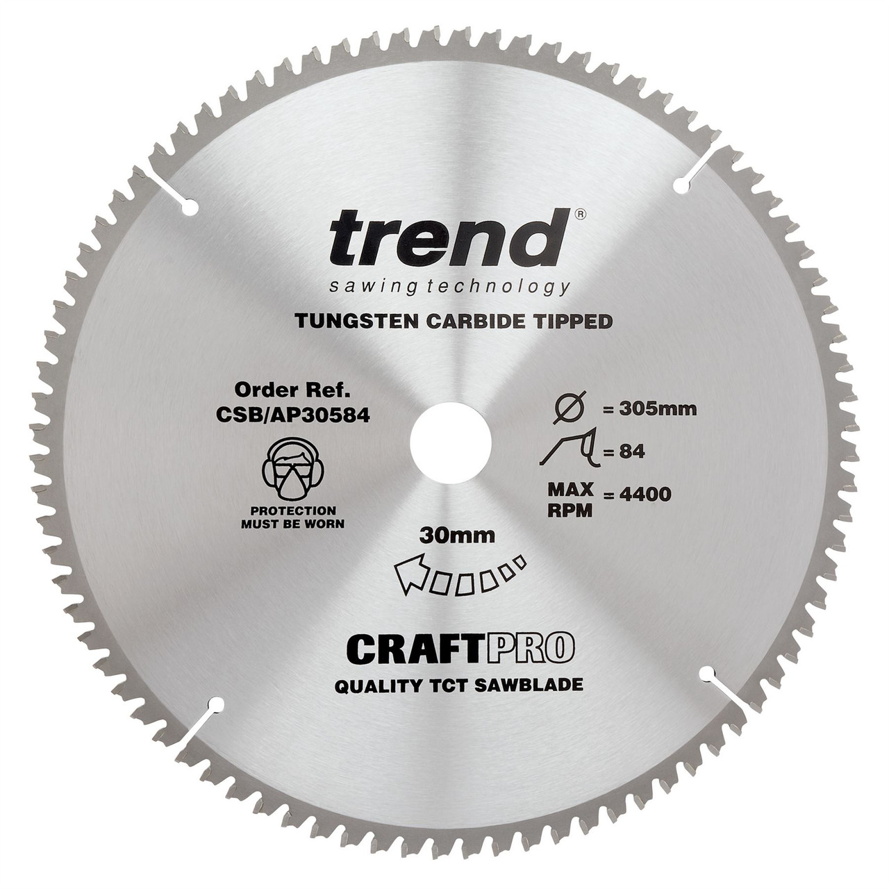 Trend CSB/AP30584 CraftPro 305mm 84T Circular Saw Blade 30mm Bore for Aluminium and Non-Ferrous Cutting