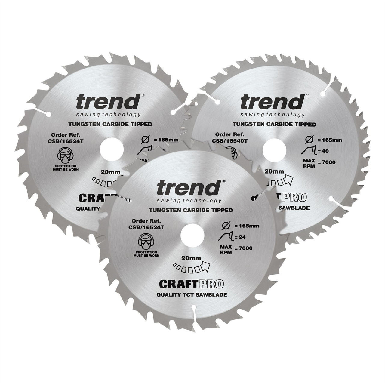 Trend 165mm Craft Saw Blade 3 Pack with 24 & 40T CSB/165/3PK/C