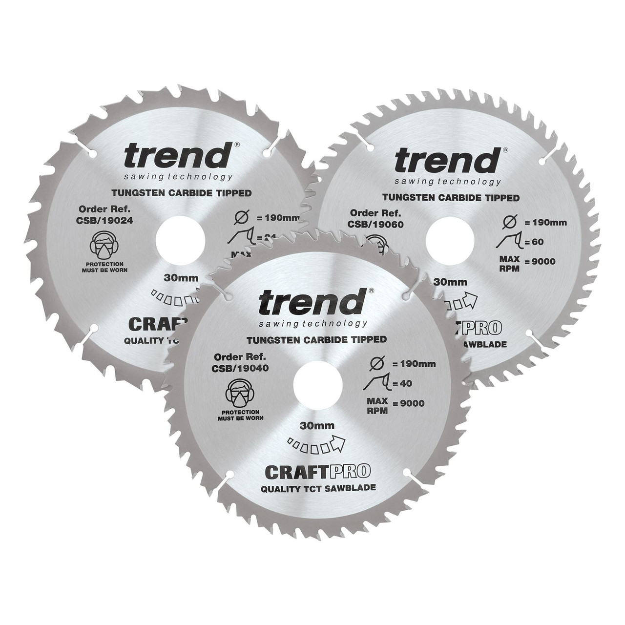 Trend 190mm Craft Saw Blade Variety Pack of 3 CSB/190/3PK