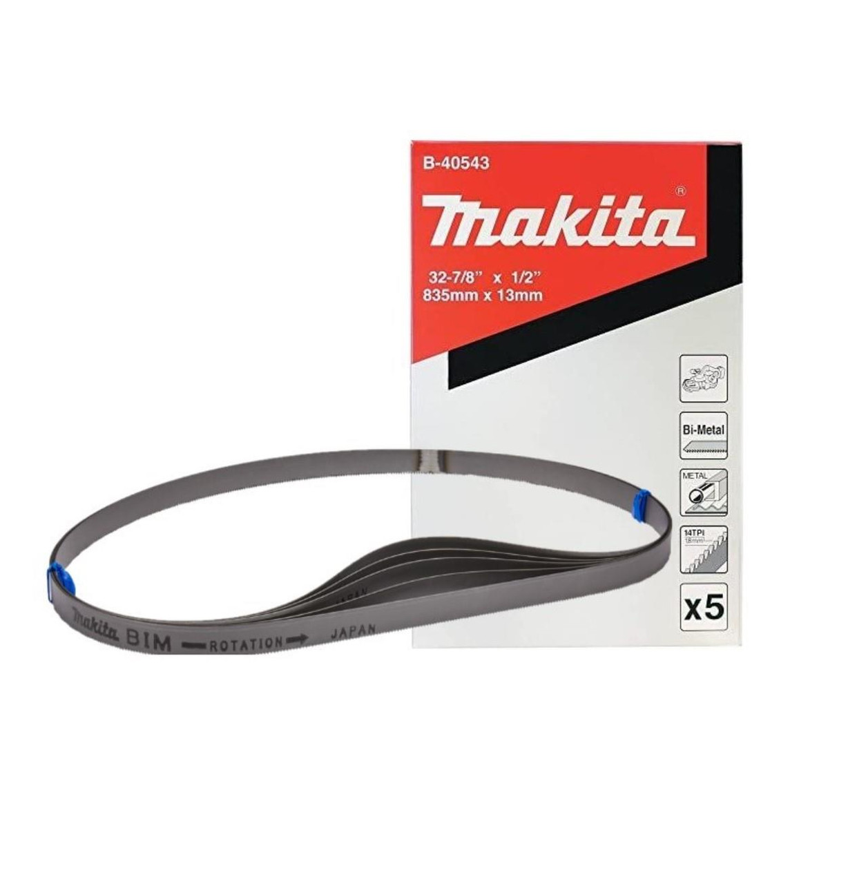 Makita B-40543 14T Portable Band Saw Blades 835mm x 13mm (Pack of 5) DPB181