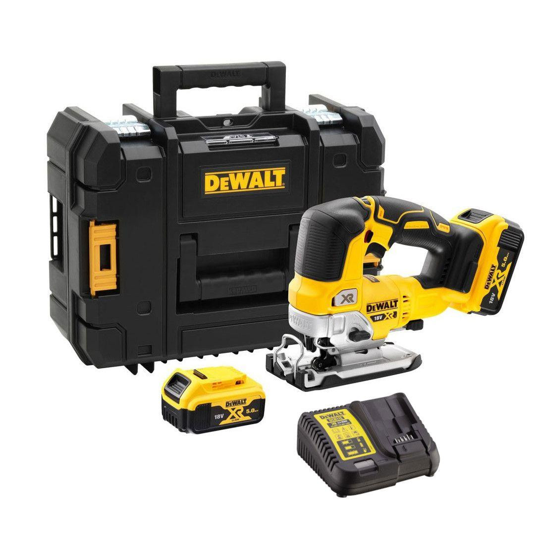 DeWalt DCS334P2-GB 18V XR Brushless Cordless Jigsaw with 2 x 5.0Ah Batteries, Charger and TSTAK Case