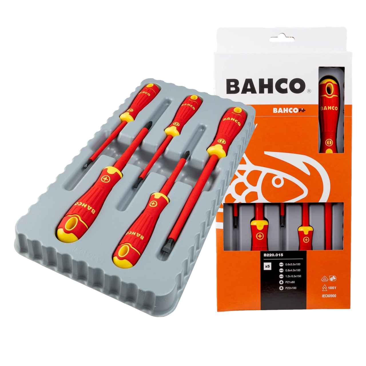 BAHCO B220.015 BAHCOFIT Insulated Screwdriver Set, 5 Piece