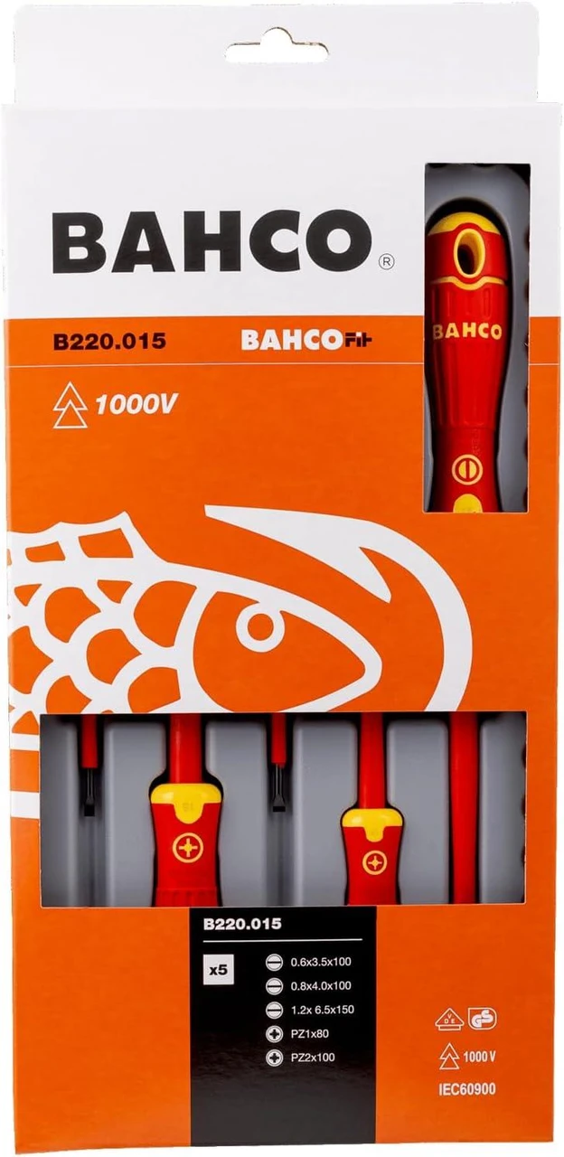 BAHCO B220.015 BAHCOFIT Insulated Screwdriver Set, 5 Piece