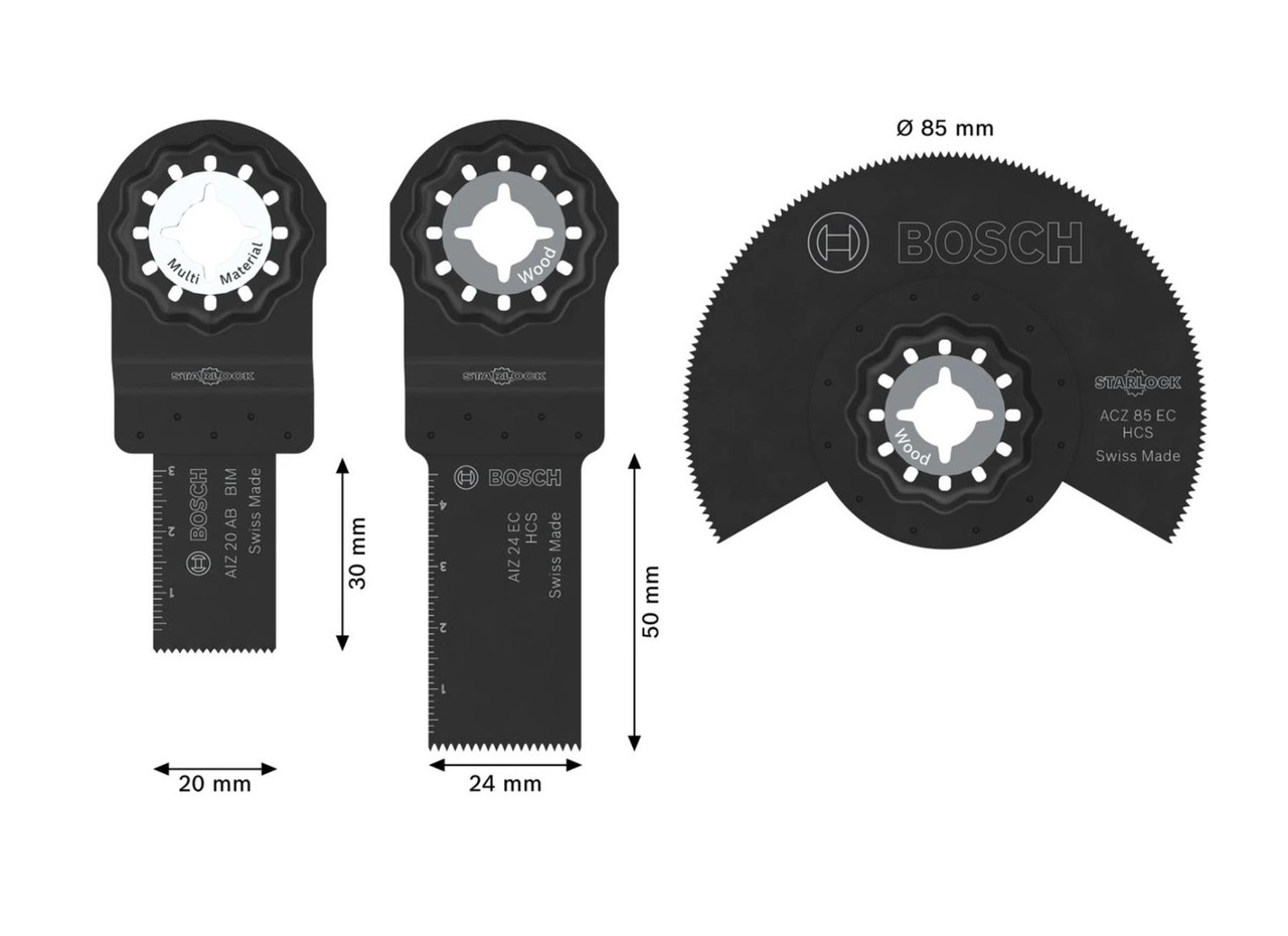 Bosch 2608669333 Wood and Soft Metal Blade Set, 3 Pieces