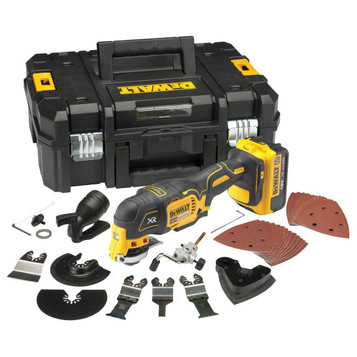 Dewalt DCS355M1 Oscillating Multi-Tool 18V li-ion Cordless Brushless (1 x 4Ah Battery) with 35 Accessories