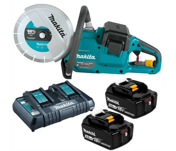 Makita DCE090T2X1 Twin 18v / 36v 9" Cordless Brushless Disc Cutter Saw - 2 X 5.0AH