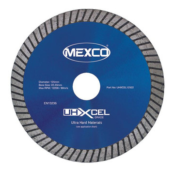 Mexco UHXCEL12522 125MM 22.23MM Bore Ultra Hard Materials XCEL Grade Diamond Blade