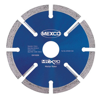 Mexco MRX9011522 115MM 22.23MM Bore X90 Grade Mortar Raker Diamond Blade